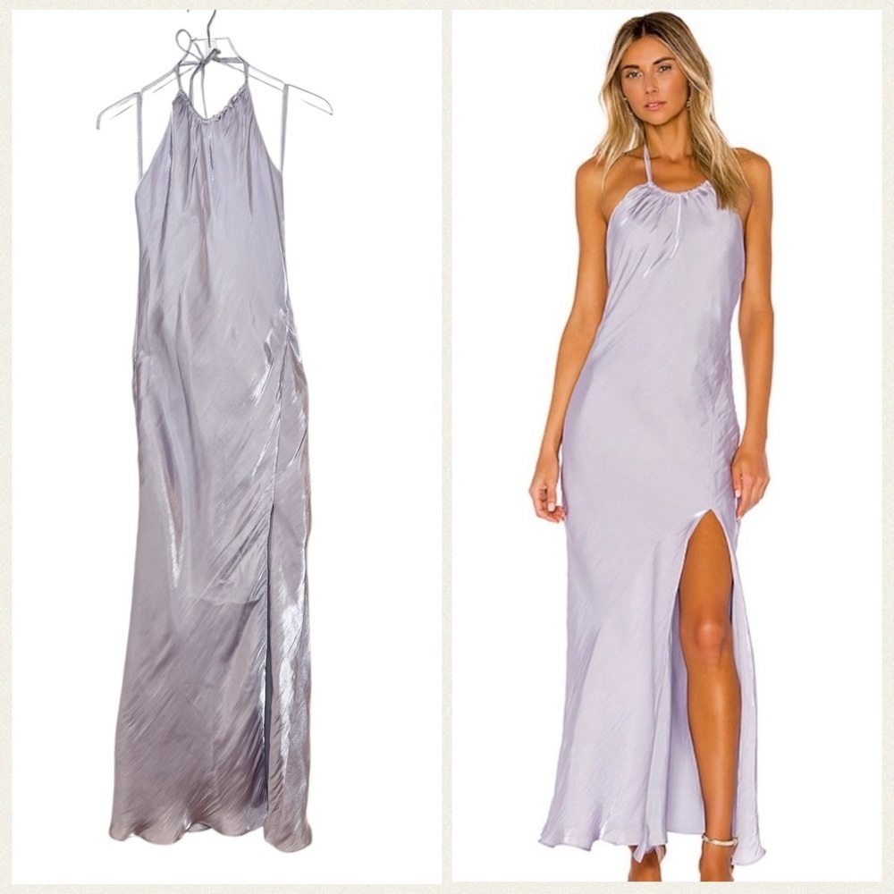 House of Harlow 1960 Lavender Satin Halter Maxi Dress M Lilac Slip Wedding Guest - Picture 11 of 11